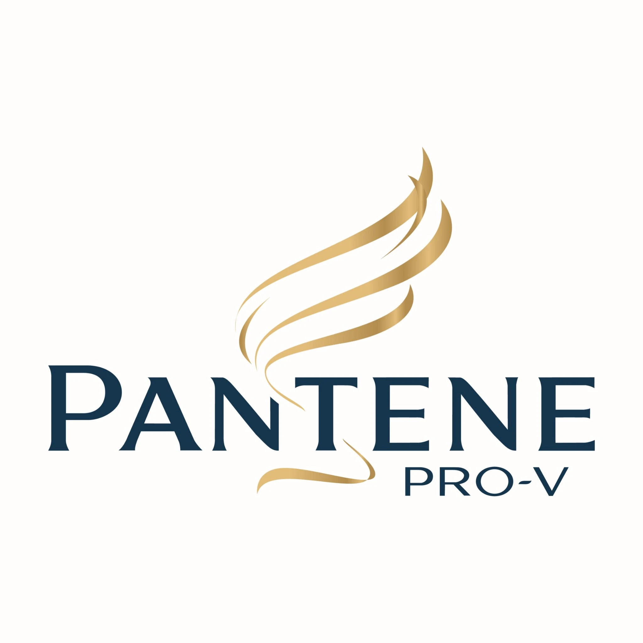 Pantene Pro-V brand logo with golden hair swirl symbol representing strong and healthy hair care